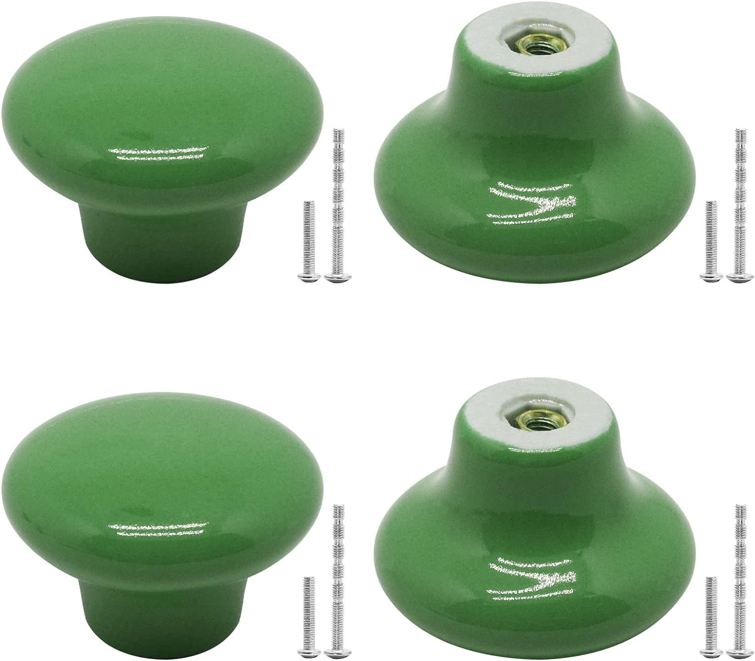 4 Pcs Green Ceramic Knobs, round Shaped Drawer Knobs Kitchen Dre eBay