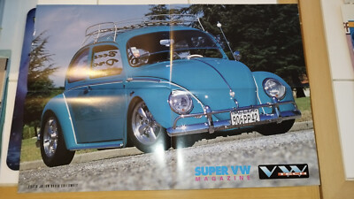 Poster Super VW Tech Magazin Vintage Plakat Volkswagen 1960 Old Beetle