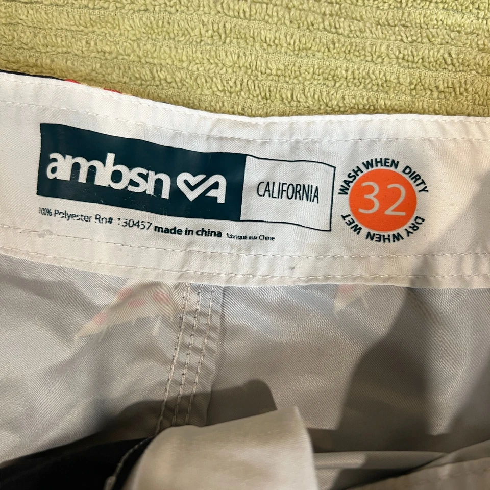 AMBSN California Board Shorts Swim Surf Trunks Size 32 All Over Pizza Print Blue - Image 4 of 4