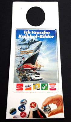 Flaschen-Anhänger Knibbel Bilder 1982 Coca Cola Fanta Lift Sprite Mezzo Mix