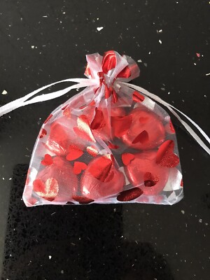 Organza Herz Geschenktüte 6 Stück rot Folie Milchschokolade Liebe Herzen Geschenk Valentinstag