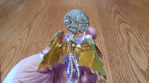 Clear Acrylic Angel w gold metal wings and accents Christmas ornament/window dec - Picture 6 of 6