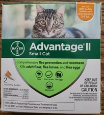 Elanco Sealed Bayer Advantage II Flea & Lice Control Small Cats 5-9lbs 2 Doses