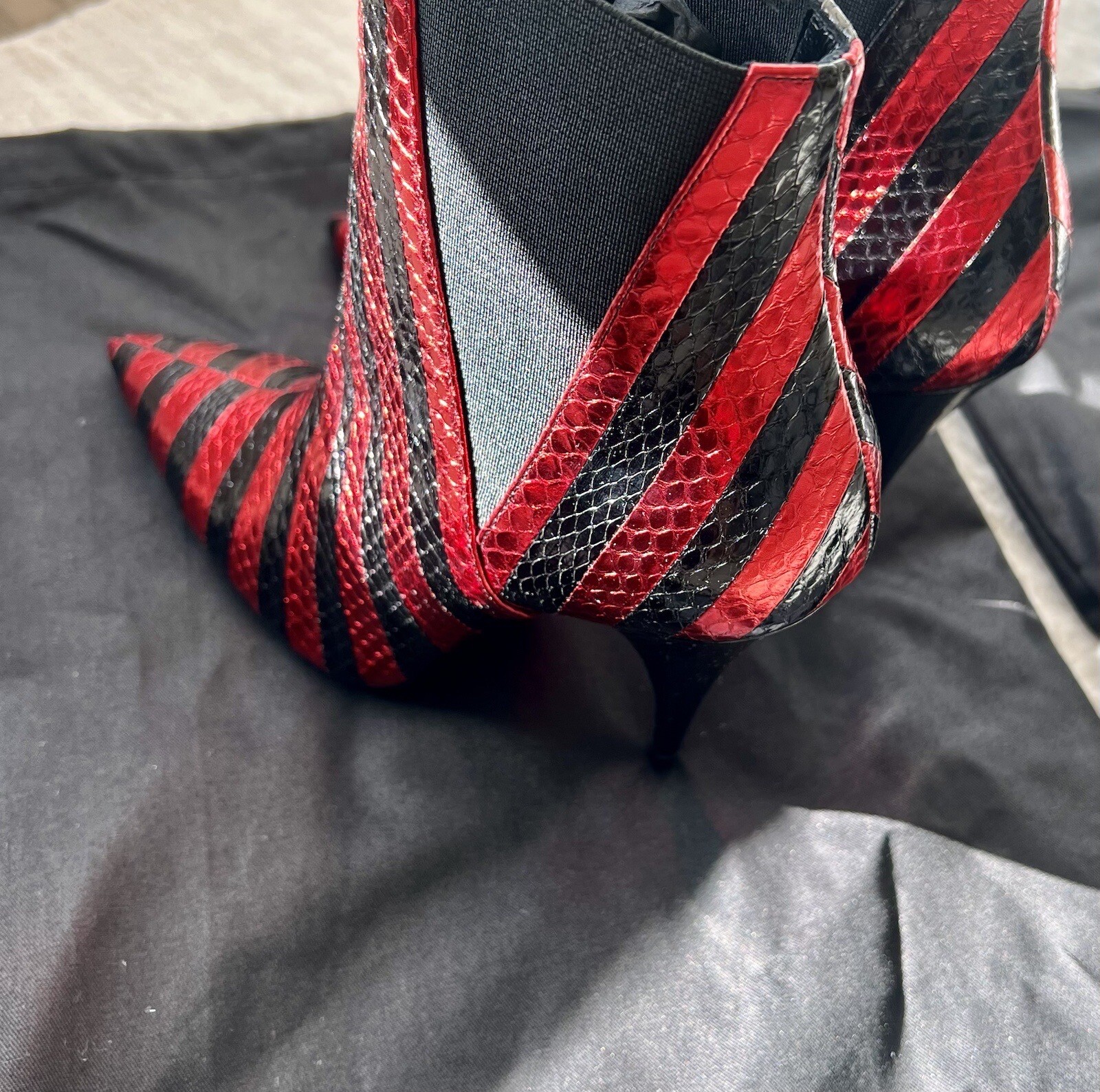 STIVALETTI AUTENTICI YSL SAINT LAURENT ROSSI METALLIZZATI NERI E NUOVI CON ETICHETTE TAGLIA 37 7