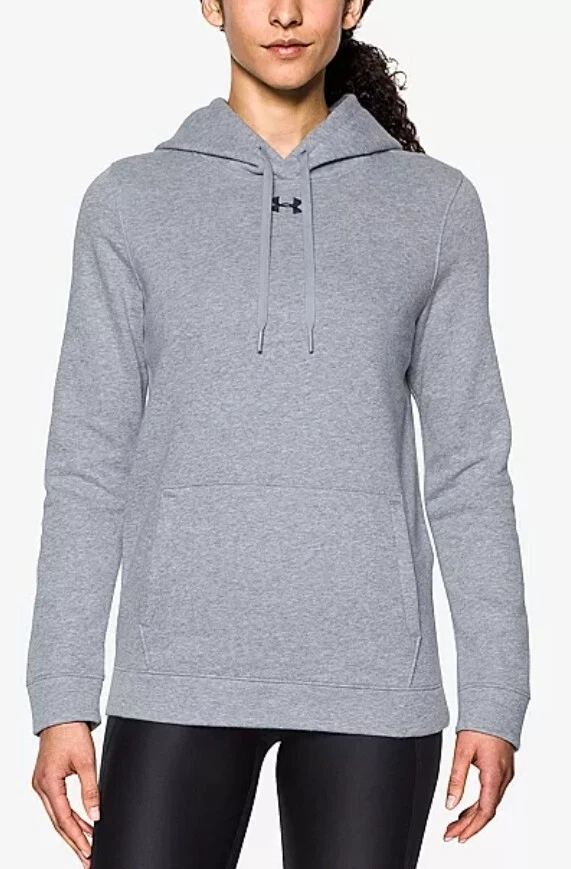 Under Armour Women's Hustle Fleece Hoodie Color Gray Size XL.