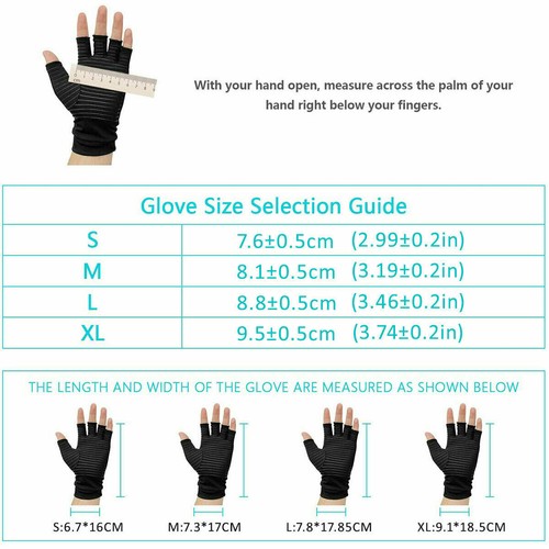 Copper Compression Gloves for Arthritis Rheumatoid Swelling Tendonitis Joint Pai - Picture 7 of 7