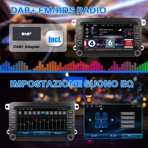 Autoradio DAB+ Carplay Android 13 32G GPS RDS +CAM Per VW GOLF 5 6 Passat Touran - Foto 12 di 15