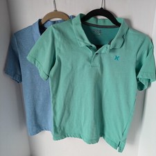 Hurley Lot of 2 Youth M 10-12 Polo Golf Shirts 1 Blue 1 Green Cotton  Poly