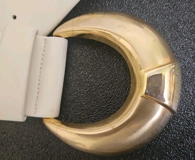 Anne Klein Calderon Belt Womens Sz L White Leather USA Gold  display picture 1