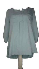 Studio M Women’s Button Up Long Roll Up Sleeve Blouse light blue Size XS  *NWT*
