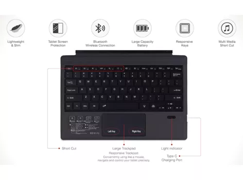 Für Microsoft Surface Pro 7/6/5/4 Wireless Tastatur BT 5 Magnet Cover Trackpad - Bild 5 von 26