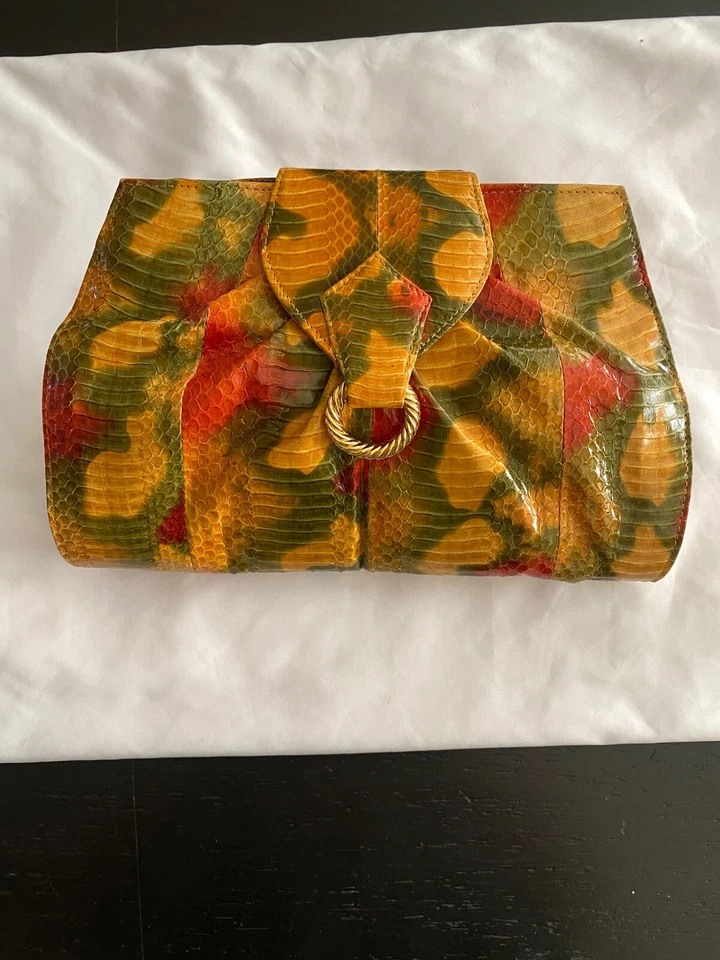 Bolso de mano bandolera de piel de serpiente colorido Sunburst J. Renee de colección Foto 2 de 4