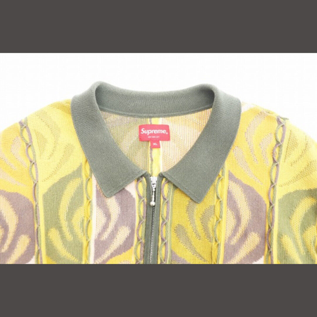 Supreme 22SS Abstract Textured Zip Up Polo Short Sleeve Supreme 22SS Abstract Textured Zip Up Polo Short Sleeve