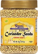 Rani Coriander (Dhania) Seeds Whole, Indian Spice 8oz (227g) PET Jar