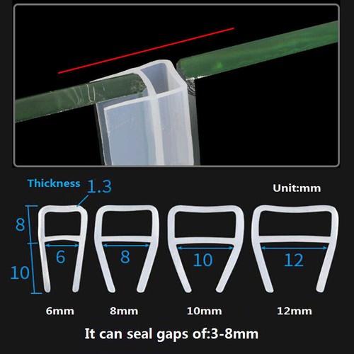 F/H-Shape Silica Gel Shower Screen Seal Strip For 5/6/8/10/12mm Glass Bath Door - Picture 9 of 12