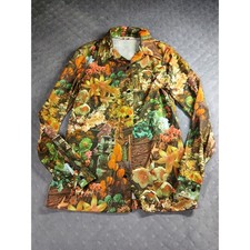 Vintage Donovan-Galvani of Dallas Floral Garden Hippie Button Down Shirt 70s