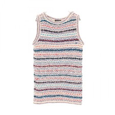 Chanel Gripore Button Dress Nylon Cotton Pink Blue Size 40 Length 31.9 in