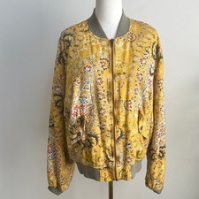 Free People Women's Bohemian Boho Dopamine Paisley Bomber Jacket Oversized Med