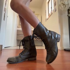 Steve Madden Troopa army green leather combat boots women size 6