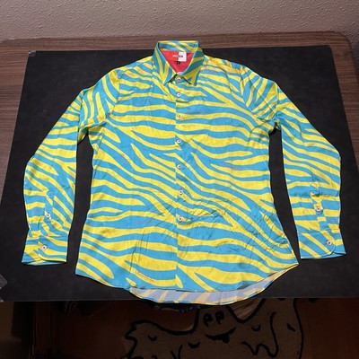 Bruce Glen Psychedelic 60s Silk Button Up Shirt Colorful Women Large Disco 1970s