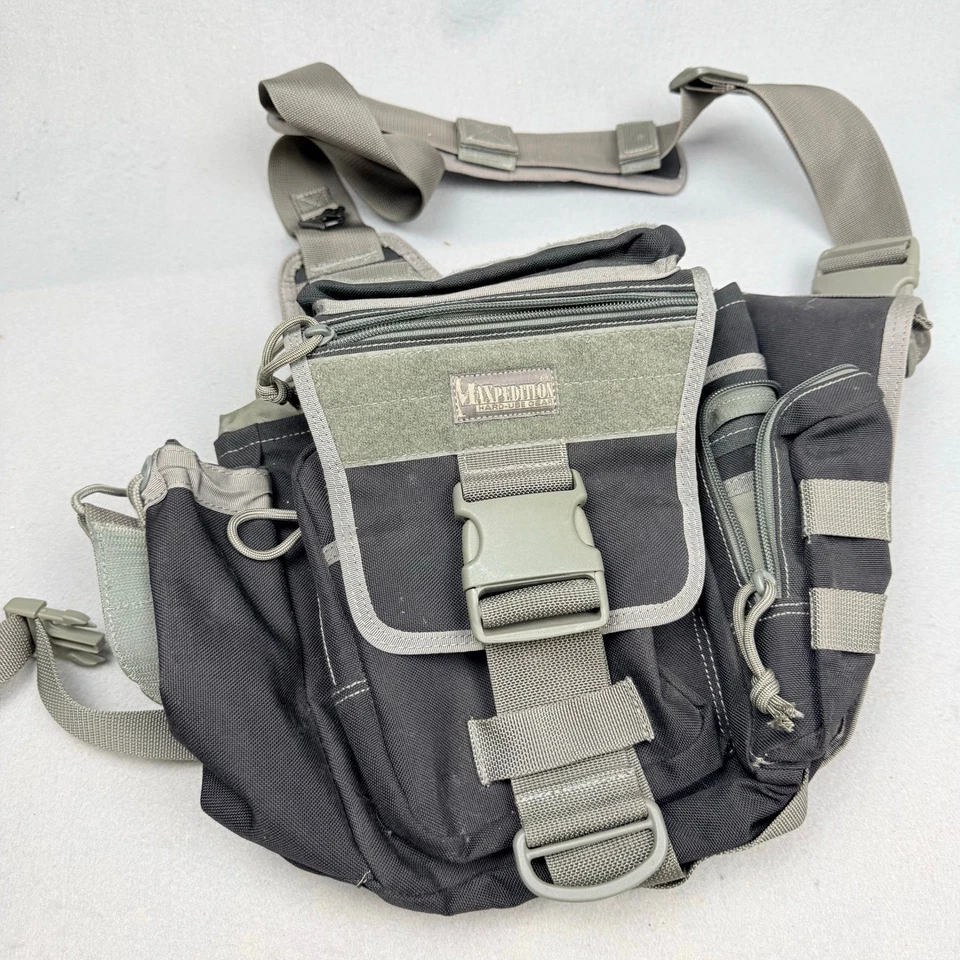 Maxpedition Jumbo Versipack Negro Gris Bolso Táctico Bandolera Paquete de Hombro EDC Foto 3 de 4