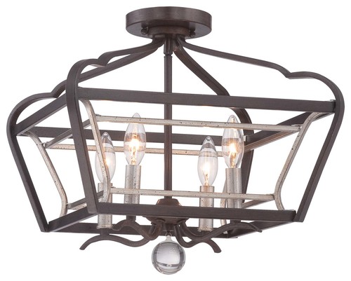 Minka Lavery 4347-593 4 Light 16"W Semi-Flush Ceiling Fixture - Silver