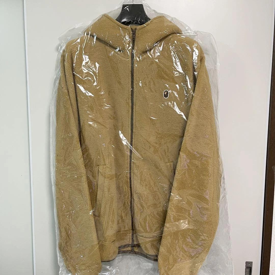 A BATHING APE (BAPE) Felpa con cappuccio Bape Fleece UOMO M XL beige giallo usata ottima taglia JP