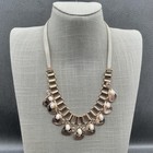 White House Black Market Statement Necklace Rose Gold Tone Faux Pearl Crystal