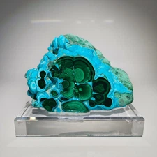 3.63LB Rare Natural Silicon Malachite Quartz Crystal Mineral Specimen + Stand