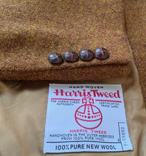 Vintage Harris Tweed pure wool handwoven brown classic hunting jacket blazer 40R