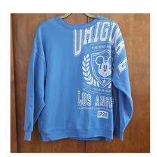 Disney Mickey Mouse Men’s Blue Graphic Print Crew Neck Fleece Pullover XL