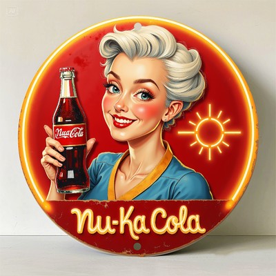 2D Flat - 1pc 2D Flat Circular Tin Metal Signs Aluminum Wall Decoration, Retro A