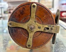 Antique Wood & Brass Fishing Reel