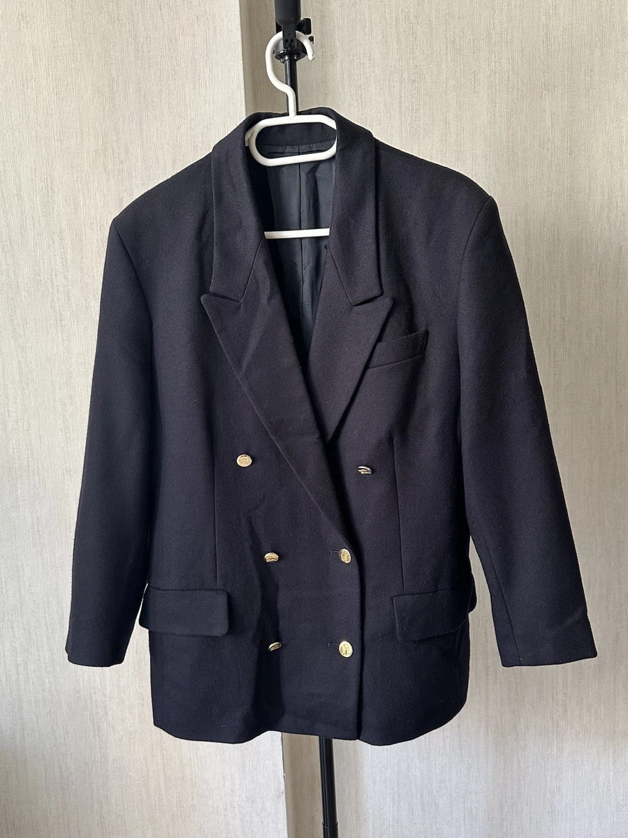 Abrigo Blazer Para Mujer Burberry De Colección Sólido Azul Marino Latón Botón Chaqueta