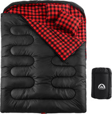 Double Sleeping Bag for Adults with 2 Pillows, Big & Tall Queen Size XL Sleeping
