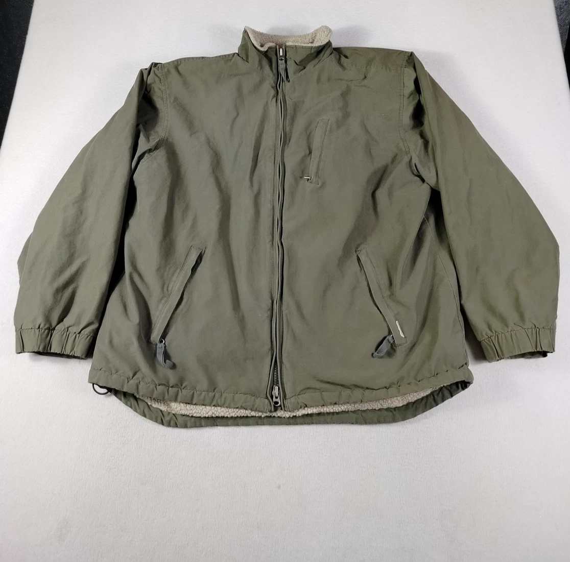American Eagle Outfitters Jacket Mens XL Green Sherpa Lined Full Zip Windbreaker