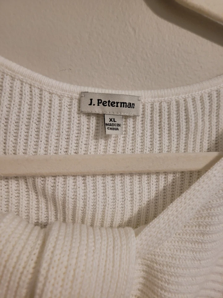 J peterman женщин кроссовер Twist большого размера свитер XL кремово-белый 100% хлопок - Изображение 2 из 4