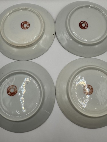 Antique Porcelain Demitasse Cups & Saucers Set of 4 Pink & Gold Hand Painted - Picture 6 of 14