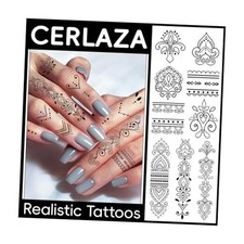 62 Styles Temporary Tattoos Adult Hand Finger Fake Tattoos Semi Henna