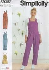 Simplicity Sewing Pattern 9382 Dungarees or Overalls Tie Back Size 16 - 24 New