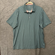 Puma Mattr Palms Golf Polo Mens Sz XL Blue Green Lightweight Stretch