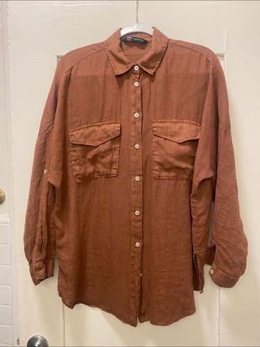 Zara Linen Oversized Button Down Shiry
