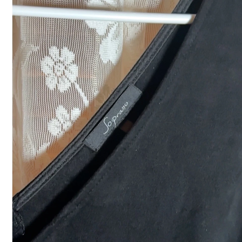 Mini Vestido Soprano Negro Sin Mangas Cuello en V Bolsillos Informal Carrera Para Mujer Mediano Foto 4 de 4