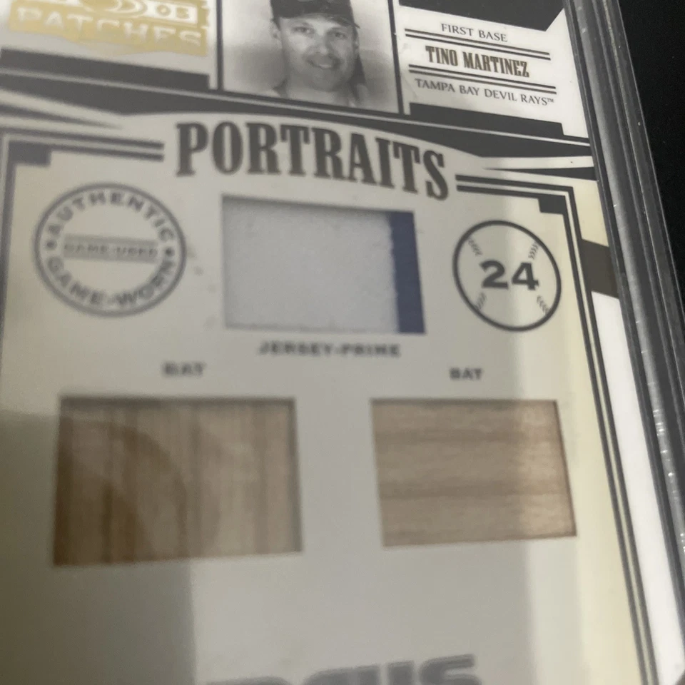 Tarjeta de béisbol Donruss Prime Patches 2005 triple reliquia Tino Martínez #P-58/64 Foto 4 de 4