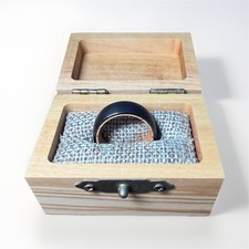 Men's Black Wood Band Ring with Wooden Interior in Wooden Box