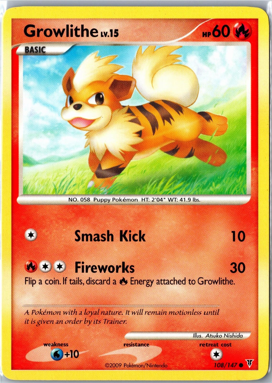 Pokemon Card - Growlithe 108/147 Supreme Victors Common Moderately Played