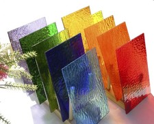 10 Sheets Bright Variety Transparent Textured Stained Glass Sheets Pack, 4 x ...