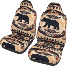 Car Seat Covers Set Of 2 Cute Boho Non-slip Front Car Native American Bear Car Seat Covers Set Of 2 Cute Boho Non-slip Front Car Native American Bear