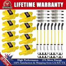 High Performance Ignition Coil & Spark Plug & Wire For Chevy GMC 5.3L 6.2L UF413