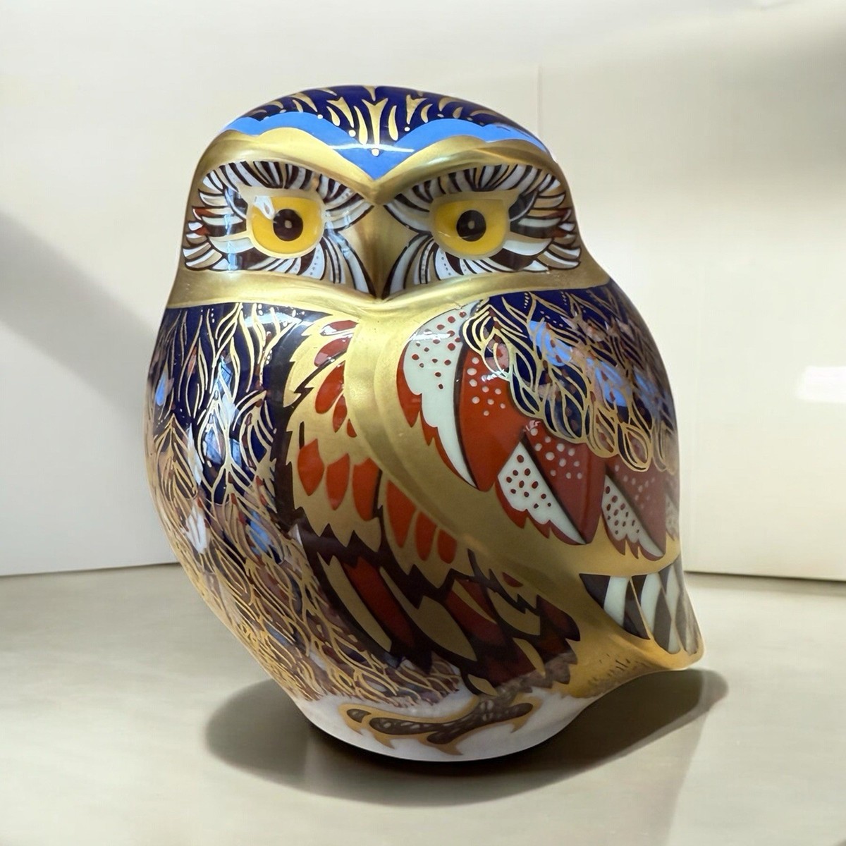 Royal Crown Derby Little Owl Paperweight Gold Stopper New